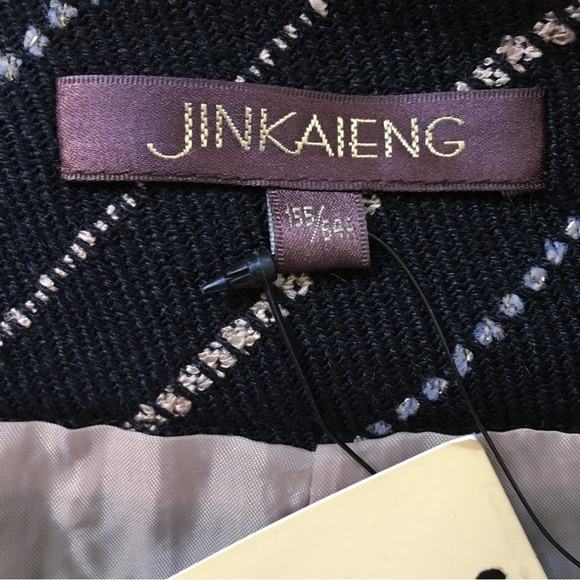 Vintage 90's Jinkaieng Black Metallic Wool Blend Straight Pencil Skirt - Picture 9 of 16